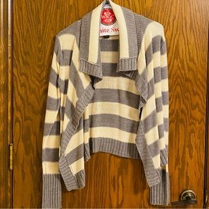 White and Gray cardigan.